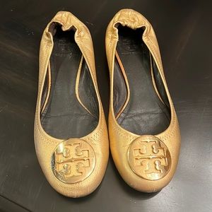 Tory Burch Gold Claire Ballet Flats